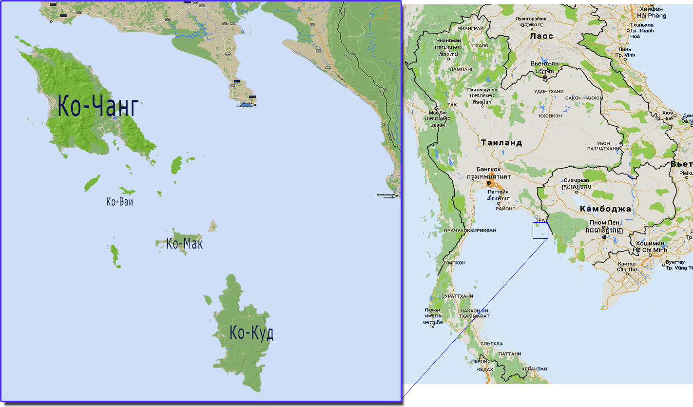 Где находится Ко-Чанг и группа островов на карте